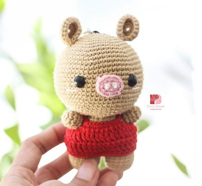 Shop thú len treo chìa khoá, móc khóa, gấu bông nhỏ móc, đan bằng len amigurumi nhồi bông handmade 35