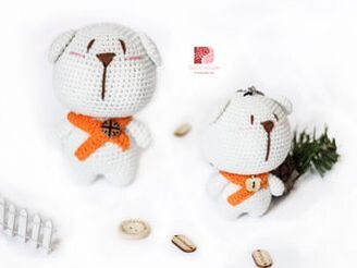 Shop thú len treo chìa khoá, móc khóa, gấu bông nhỏ móc, đan bằng len amigurumi nhồi bông handmade 57